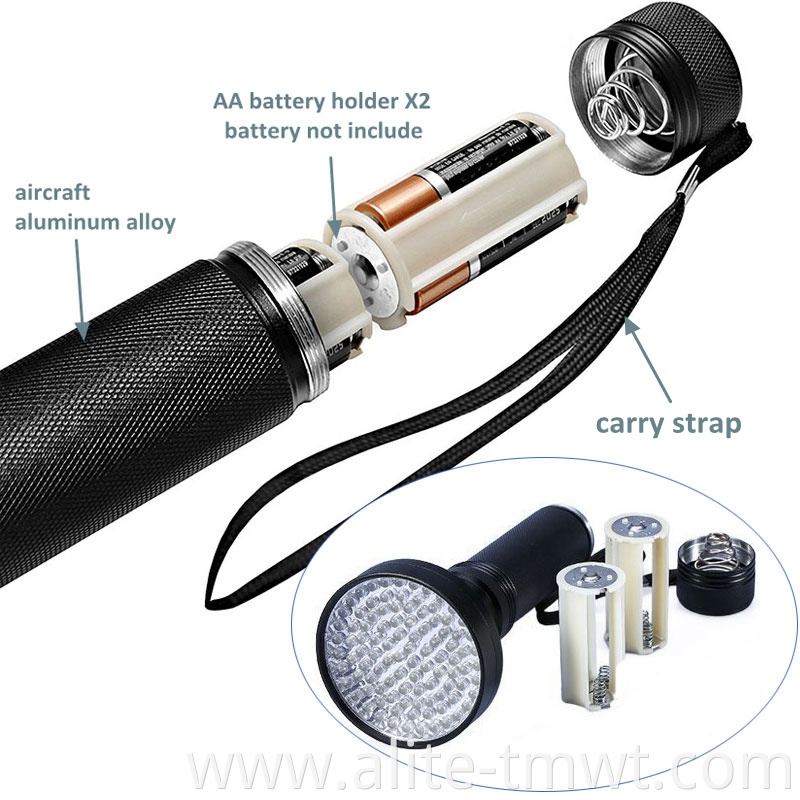 Hot Sale 100 Led UV Flashlight for Germs Detector and Scorpion Hunting